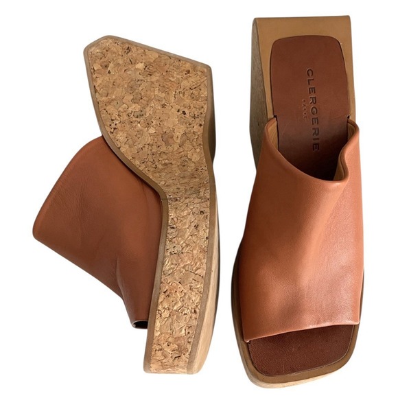 $545 Clergerie Brown Emilia Platform Wedge Slide Sandal Shoes Vacation Sz 37 y2k - Picture 8 of 16